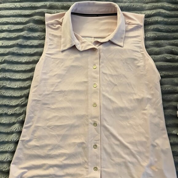 Brand unknown, cut off sleeve button up, size unknown probs S/M, light pink - Picture 1 of 1